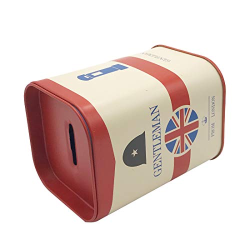 Ayiguri Superhero Creative Piggy Bank Metal Money Box Coin Bank Tin Can Piggy Bank Rectangular Cute Cartoon Children's Gift Home Decoration (Hat Gentleman red) - Thumbnail 4