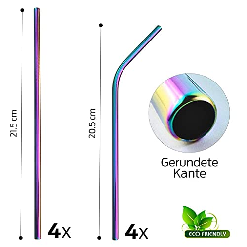 Rainbow Straws Edelstahl Strohhalme bunt, Wiederverwendbare Metall Strohhalme, Kurze und Lange Regenbogen… – Bild 4