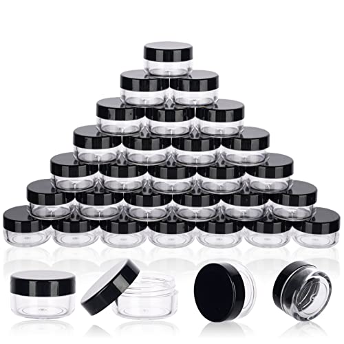 5 Gramm Probebehälter mit Deckel, 50 Stück, 5 ml Probegläser, leere Kosmetikbehälter mit Deckel, kleine Make-up-Reisebehälter für Glitzer, Lotion, Cre