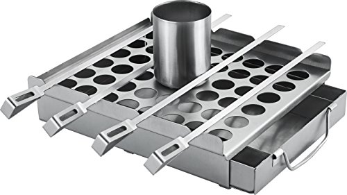 BBQ-Aid - Ultimate 5in1 Grilling Accessory - Easily Make Great Tasting Barbecue - Beer Can Chicken Roaster, Smoker Box, Jalapeno Popper Rack, Flat Skewers Set & Dishwasher Safe
