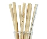 Bamboo Straws, 10 Inches, Reusable, Organic, Ecofriendly, Set of 8, Cleaning Brush, for Kids & Adults, Safe Alternative to Plastic Straws, Soft Ends for Easy Drinking, Environment Friendly