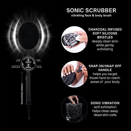Black Wolf Vibrating Face and Body Brush, Sonic Scrubber Pro Water