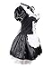 Quesera Women's French Maid Costume Sexy Black Satin Layered Halloween Fancy Dress, Black, US Size Small/Medium (Tag XL)