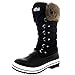 Womens Nylon Fur Cuff Side Zip Waterproof Rain Ski Snow Boots