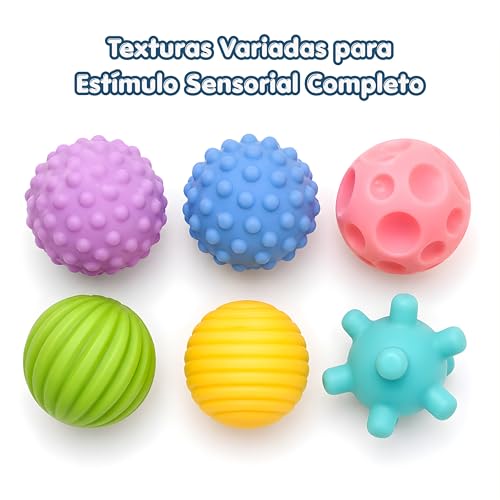 Kit de Bolas Sensoriais para Bebê – Texturas Educativas, Estímulo Motor e Cores Suaves – Silicone Macio – Aprendizado e Diversão