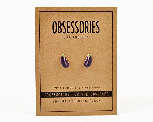 Handmade Eggplant Stud Earrings - Thumbnail 4