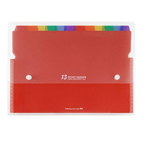 13 Pockets Portable File Folders Plastic Expandable Accordian Organizer A4 Expanding Document Folder