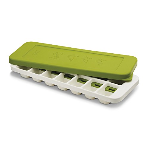 Joseph Joseph 20018 QuickSnap Ice Cube Tray with Cover Lid Easy-Release No-Spill Stackable Odor-Free Dishwasher Safe, Green