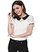 Allegra K Women's Contrast Peter Pan Collar See Through Lace Top White S