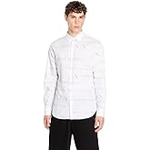 Armani Exchange Mens Regular Fit Cotton Poplin Printed Long Sleeve Button Down Woven Shirt