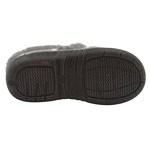 Skysole Boys Plaid Closed Back Slipper With Plush Collor and Rugged Ousole Navy/Grey 9/10 US Toddler - Thumbnail 4