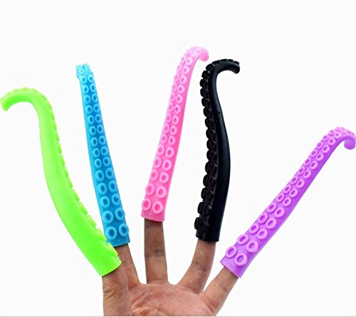 Lihin Christmas Indoor Decoration 5Pcs Squid Tentacles Finger Puppets Rubber Finger Tentacle Puppets Toy Set(Random Colors)