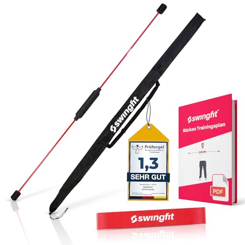 Schwingstab [inkl. Tasche, Band & Trainingsplan] - Von Therapeuten empfohlen Swingstick - Gymnastik Schwungstab für Tiefenmuskulatur