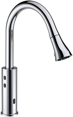 Cinaton 2201SN Modern iSense Completely Touch Free Pull-Down Faucet for Kitchen, Island and Medical Office Sink