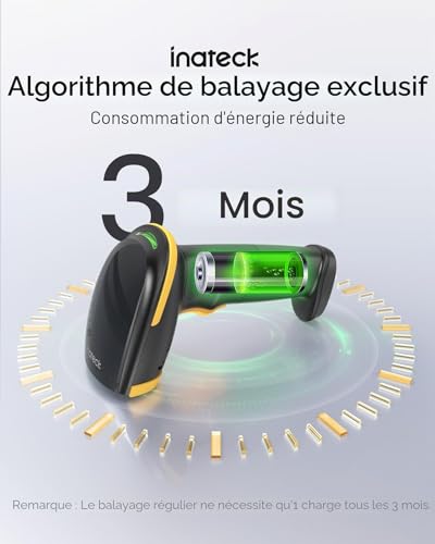 Inateck BCST-21 Wireless 1D Barcode Reader, 3 in 1 Barcode Shower Compatible with Bluetooth and 2.4GHz Wireless and USB Wired, 2000mAh with APP and SDK, for Android iOS PC, BCST-21