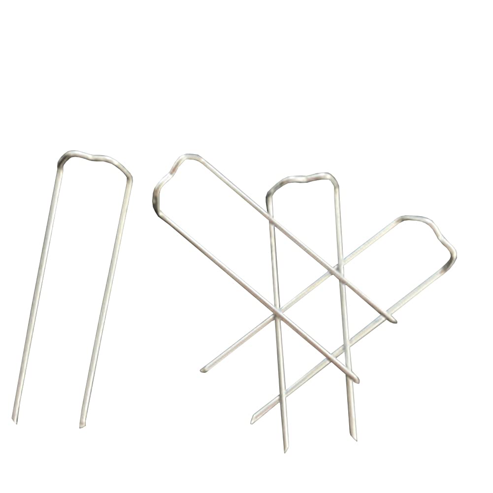 JIHUOO 200 Pcs Floral U Pins and Landscape Staples Metal Garden Stakes Ground Sod Stakes for Straw Wreaths M