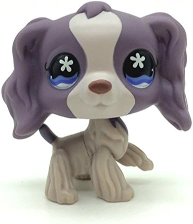 kenven Rare Littlest Pet Shop Purple Cocker Spaniel Dog Puppy Flower Eyes Toy #672