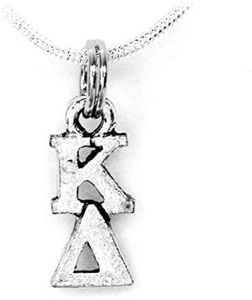 Kappa Delta Silver Color Sorority Lavalier with Chain KD