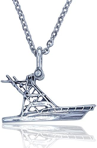 NAUTORAOffshore Sport Fishing Boat Pendant Crafted in Sterling Silver with a 22" Necklace Chain