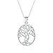 Sterling Silver Oval Open Cut Tree of Life Necklace Pendant, 25mm