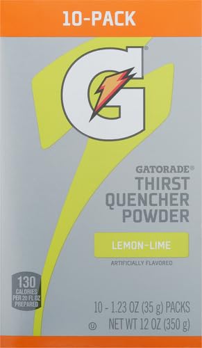 THE GATORADE COMPANY GATORADE THIRST QUENCHER POWDER, 1.23OZ PACKETS, MAKES 20 OUNCES (LEMON-LIME), 1.23 OUNCE (PACK OF 10)