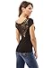 PattyBoutik Women Crochet Lace Back V Neck Cap Sleeve Blouse (Black Small)