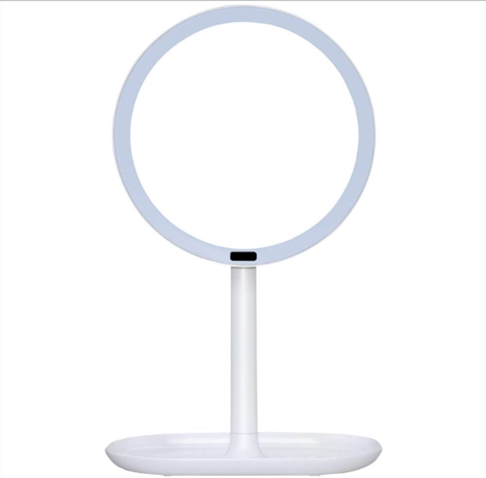 DKJSF LED Cosmetic Mirror Lighted Makeup Mirror 360° Rotation Intelligent Sensor Brightness Adjustable with Storage Tray Led Makeup Mirror,White