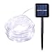 Icicle Solar Rope Lights, 33ft 100 LED Waterproof Outdoor Decoration Lighting for Indoor/Outdoor, Patio, Lawn, Garden, Christmas, and Holiday Festivals (Cool White)
