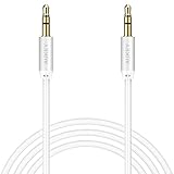 AUKEY Aux Cable, 3.5mm Audio Cable Nylon Braided (4ft/1.2m) for Home or Car Stereos, Headphones, iPhones, Smartphones and PCs (Silver)