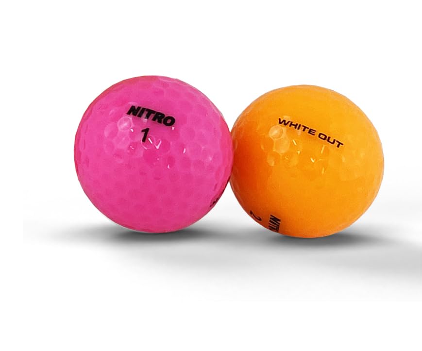 Long Distance Peak Performance Golf Balls (15PK) All Levels-Nitro White Out 70 Compression High Velocity White Hot Core Long Distance Golf Balls USGA Approved-Total of 15-Multi-color