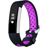 GEAK For Fitbit Alta / Alta HR / Ace Bands Sports Replacement Accessorries Wristband with Watch Buckle,Small Black/Purple
