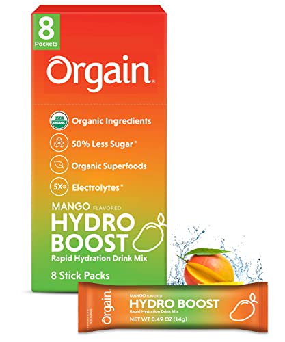 ORGAIN ORGANIC HYDRATION PACKETS, ELECTROLYTES POWDER – MANGO...