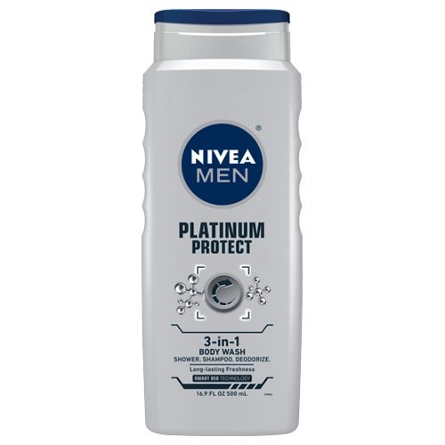 Nivea For Men Platinum Protect Deodorizing Body Wash, Ocean Burst, 16.9-Ounce (Pack of 2)