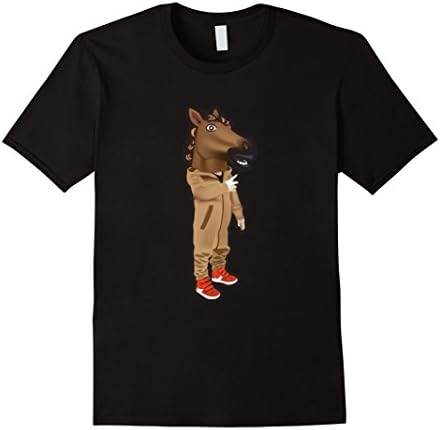 Mens Funny Baby Horse Head Mask - Romper Jump Suite Horse Meme XL Black