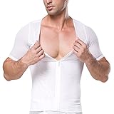 Tulucky Men's Short Sleeve Slimming Body Shirts Front Zipper Shaper Tank Tops