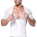 Tulucky Men's Short Sleeve Slimming Body Shirts Front Zipper Shaper Tank Tops (M, White)