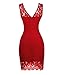 Swiland Women Sleeveless Lace Floral Round Neck Vintage Retro Cocktail Swing Red Dress