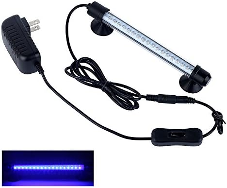 LED Aquarium Light for Fish Tank, Bivisen 7.5 Inches 18 Leds Submersible Crystal Glass Lights, Waterproof Aquarium Fish Tank Light Suitable for Freshwater and Saltwater, Lighting Color Blue