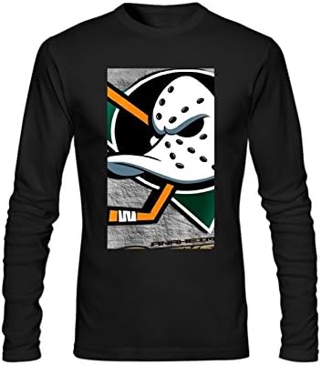 Extremen Men's Mighty Ducks Long Sleeve O Neck t Shirt L Black