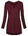Women Shirts and Blouses,Messic Women's on Sale Tunic Length Tops for Leggings V Neck Cuffed Sleeve Loose Fit Summer Casual Petite Tunic Top (Wine,XX-Large)