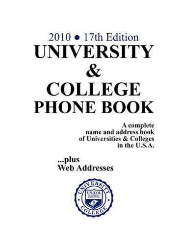 University & College Phone Book, 2010/17th Edition