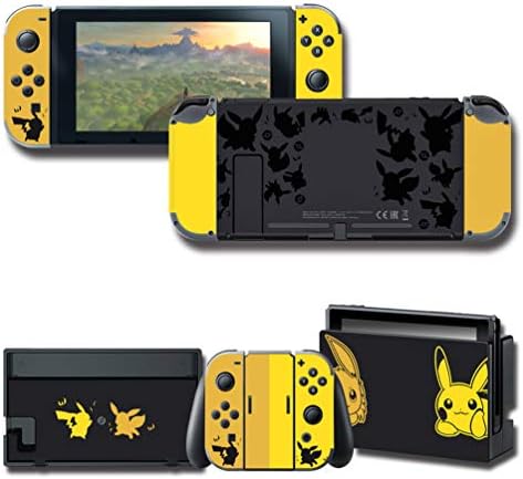 Stickers Decals Skin for Nintendo Switch, Limited Edition Yellow & Black Cover Protector Wrap Durable Full Set Protection Faceplate Console Joy-Con Dock