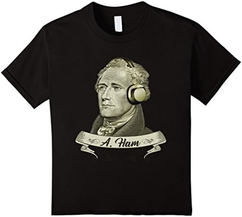 Kids Hamilton Listening to Music T-shirt - Funny Headphones Tee 4 Black