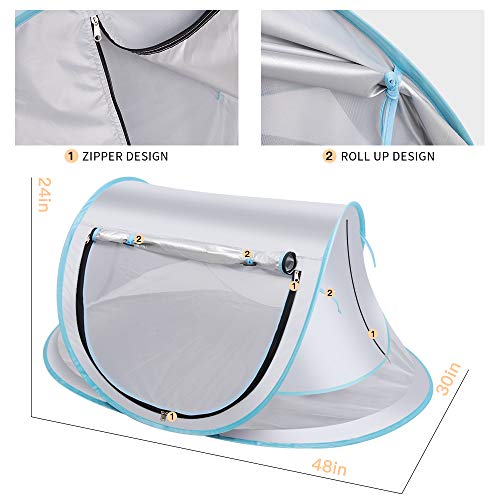 SUNBA YOUTH Baby Tent, Portable Baby Travel Bed, UPF 50+ Sun Shelters for Infant, Pop Up Beach Tent, Baby Travel Crib with Mosquito Net, Sun Shade ... (Gray)