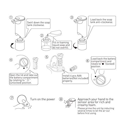 SVAVO Automatic Foaming Soap Dispenser, Hands-free Touchless Countertop Sensor Soap Dispensers Pump for Bathroom Kitchen Home Office Hotel School, Adjustable Foam Volume, 10oz 280ml (Black)