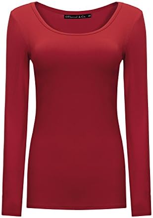 OThread & Co. Women's Long Sleeve T-Shirt Scoop Neck Basic Layer Stretchy Shirts