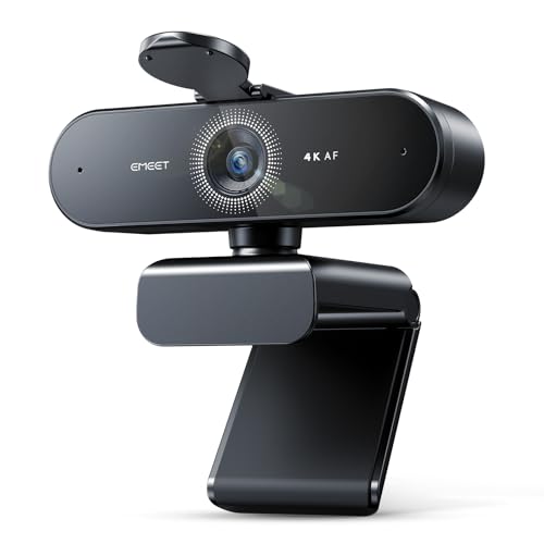 EMEET Nova 4K Webcam 4K Webcam with 2 Noise Cancelling Microphones, Ultra HD Webcam with 73° Wide Angle and Lens Cover, PDAF Autofocus, Web Cam for Mac, Laptop, Zoom, Teams