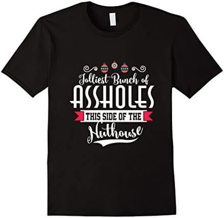 Mens Jolliest Bunch of A-holes Funny Christmas Quote Holiday Tee XL Black