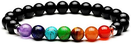 Pooja Gems 8 mm 7 Chakra Multi Colour Natural Agate Stone Bracelet