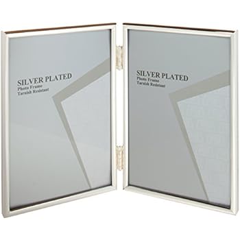Viceni Silver Plated Thin Edge Hinged Double Aperture Photo Frame, 5